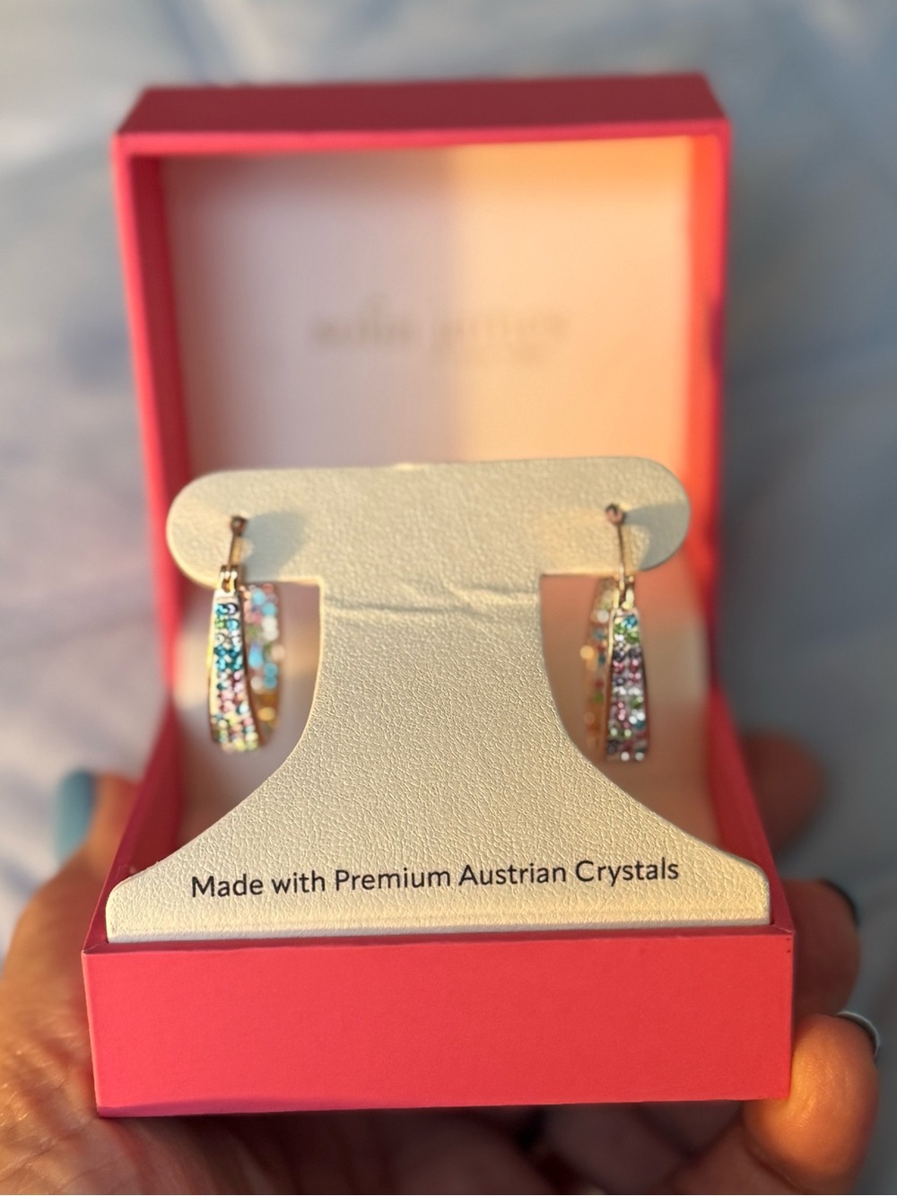 Sofía James gold-tone hoop earrings with multicolor crystals